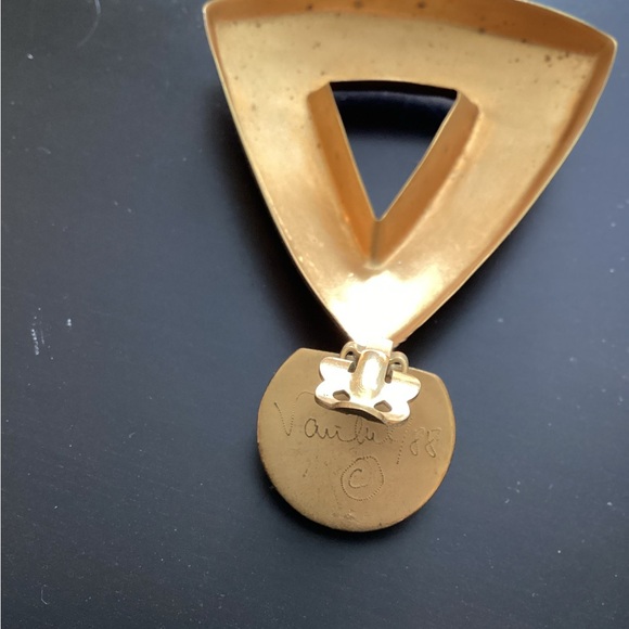 VINTAGE 1988 STEVE VAUBEL COUTURE GOLD VERMEIL CLIP-ON EARRINGS - Picture 2 of 7